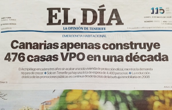 La portada de El Día con los de las VPO.//Cedida